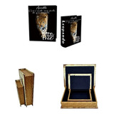 Conjunto C/2 Caixas Livro Decorativo Em Madeira Leopardo