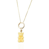 Colar Cordão Veneziana Dourado C/ Pingente Urso Amarelo