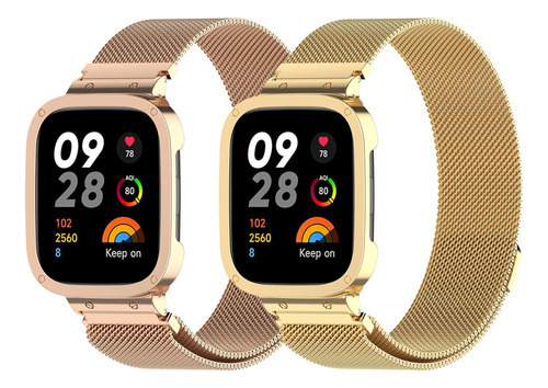 2 Correa + Funda Acero Milanis Para Redmi Watch 3 / 3 Active