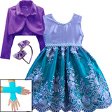 Vestido Infantil Ariel Pequena Sereia Luxo Kit 1 A 16