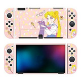 Carcasa Para Nintendo Switch Oled Y Joycons Chica Anime Rosa