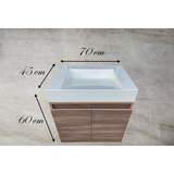 Gabinete Flotante Con Lavabo Moderno 70 Cm Blanco Tocador Wc