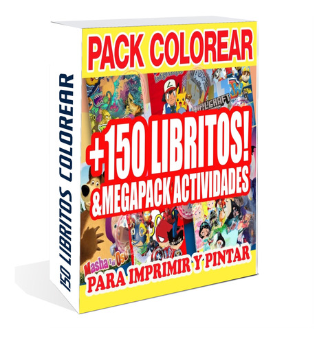 Mega Pack Kit Imprimible Libritos Libros Colorear Pintar