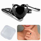 Hermoso Anillo Compromiso Promesa Corazón All Black Cristal