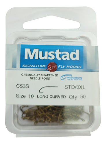 Anzuelo Mustad C53s Curvo X 50 Ninfas Secas Caja Cerrada