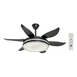 Ventilador De Techo Con Lampara Led Color Negro 6 Aspas 62w