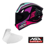 Capacete Asx Draken Tracer Feminino + Viseira Fumê Cor Asx - Cougar Preto Tifany Tamanho Do Capacete 57/58