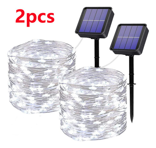 Lámpara Solar Con Cable De 120 Led Para Decoración, 12 Metro