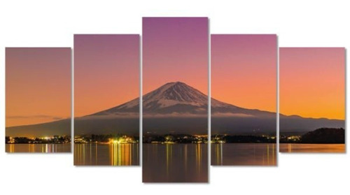 Quadro Decorativo Por Do Sol Monte Fuji Japao Paisagem Hall