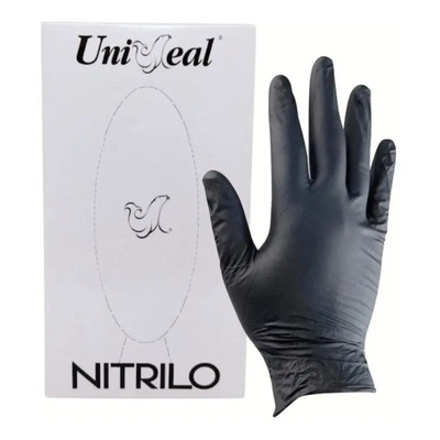 Guantes Descartables Antideslizantes Uniseal 3.5 Grs Color Negro Talle G De Nitrilo X 100 Unidades