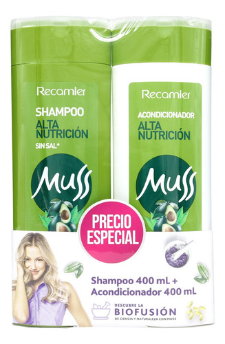  Muss Shampoo Muss Alta Nutrición Sin Sal + Acondicionador