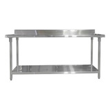 Mesón Con Respaldo Acero Inox 180 X 70 X 85