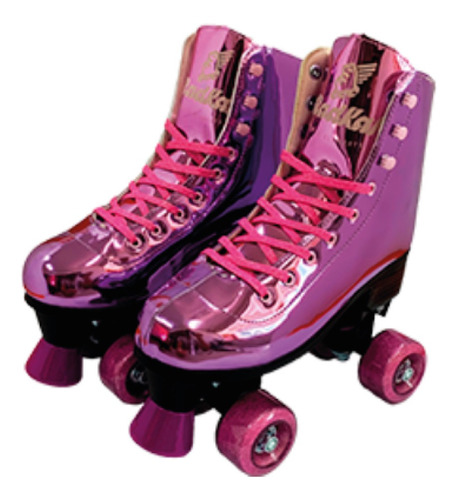 Patins Shine Ajustável 4 Rodas Roxo Platinado Fenix