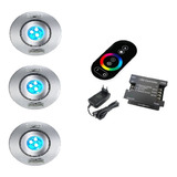 Kit Iluminação Piscina 3 Hiper Led 9w Rgb + Comando Touch