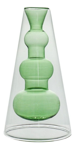 Florero Hidropónico Transparente Con Doble Pared, Botella De