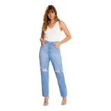 Calca Jeans Mommy Com Destroyed Joelhos Lunender 20407