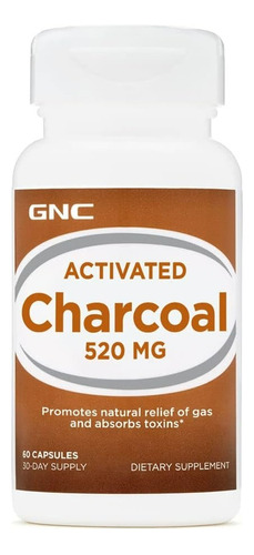 Gnc | Activated Charcoal | 520mg | 60 Capsules