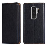 Capa De Couro Magnética Preta Para Samsung Galaxy S9+