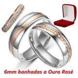 Par De Alianças Banhada Ouro Rose E Prata + Anel + Caixinha 