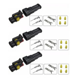 Kit 3 Pares Conector Plug 2 Vias Impermeável Selado