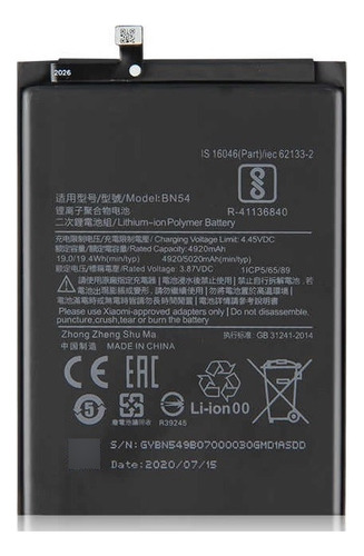 Pila Bateria Para Xioami Note 9s