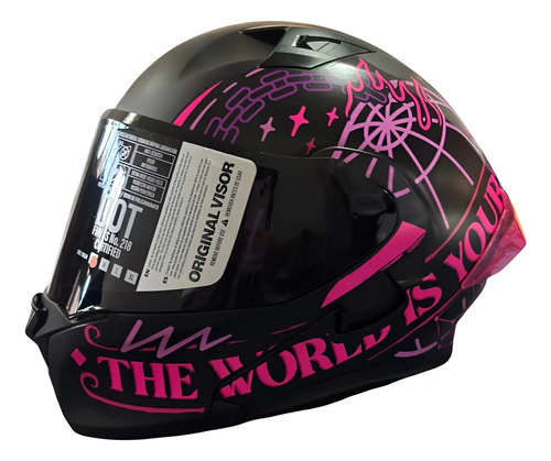 Casco Abatible Para Moto Mujer Negro Rosa Kov Furia Nas | Meses sin interés