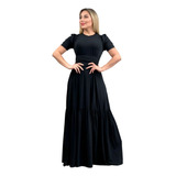 Vestido Longo Estampado Moda Comportada Evangélico Plus Size