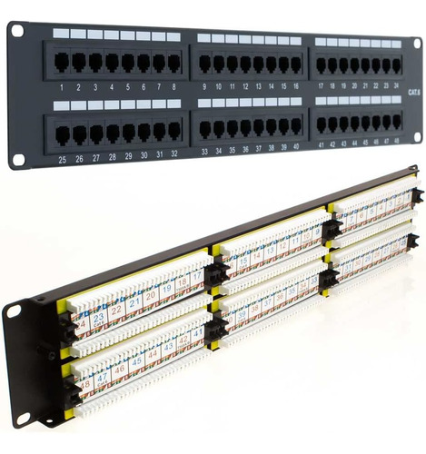 48 Puerto Cat6 Utp Lan Soporte De Panel De Conexión De Monta