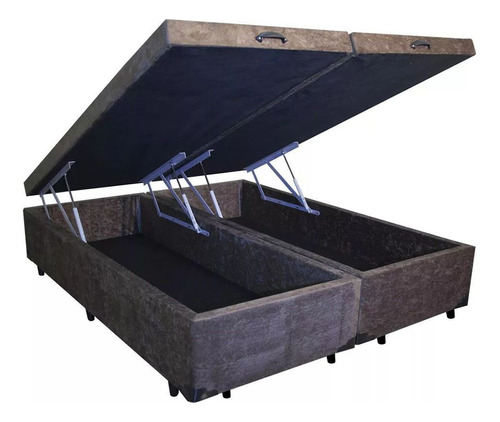 Base Cama Box Baú Blindado Bipartido King Size Suede Marrom