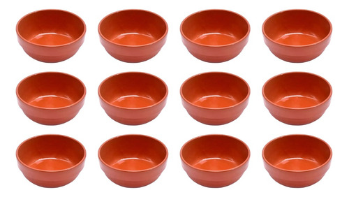 Set X 12 Cazuelas De Barro Esmaltadas Apilables 10cm