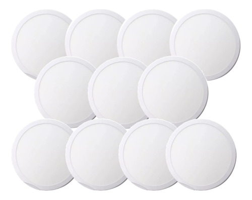 Kit De 10 Piezas De Luminario Plafón 18w Luz Blanca Fría Color Blanco