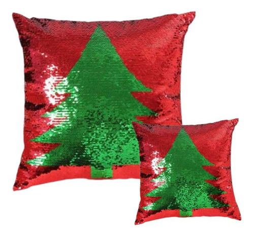 Forro Cojín Navidad Lentejuela Funda Decorativo Sofá Cama X2