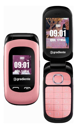 Celular Rosa Flip Gradiente 32mb Para Idosos