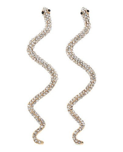 Aretes Largos  En Forma De Serpiente Cristal Swarovski Moda 