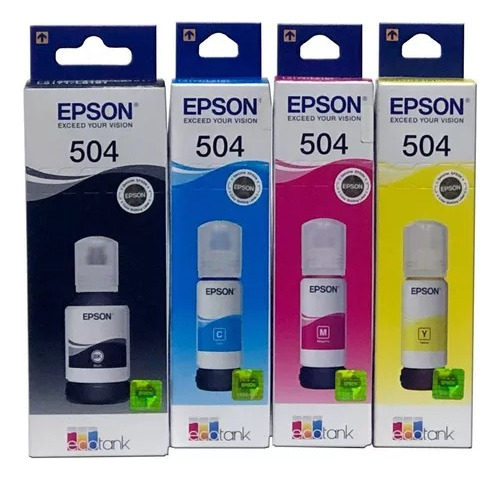 Kit 4 Tintas Epson T504 Ecotank  L4150 L4160