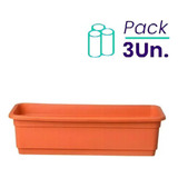 Pack X3u Maceta Rectangular Babilonia 55cm Jardín Gemplast Color Teja