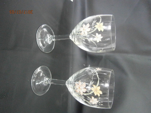 Copas En Cristal Pintadas Con Flores Precio X C/u
