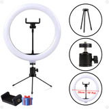 Luz Ring Light 10 Polegadas 26cm + Tripé Mesa + Suporte Cel