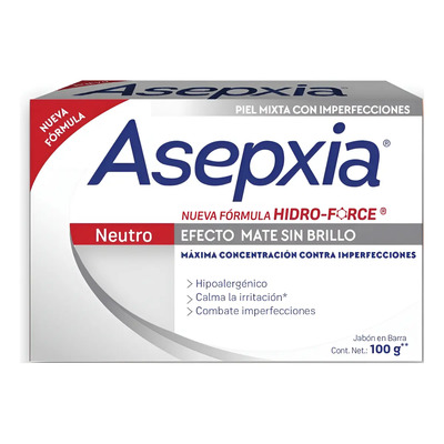 Jabón Asepxia Hidro-Force Neutro Efecto Mate Sin Brillo 100G | MercadoLibre