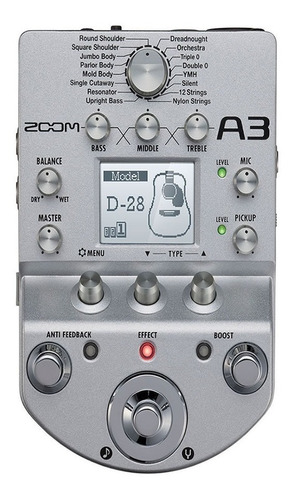 Pedalera Zoom A3 Preamp Para Guitarra Acustica Efectos Usb