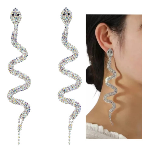 Aretes Extra Largos  En Forma De Serpiente Moda Fashion