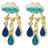 Aretes Gota Lluvia Y Nube Lluvia Joyas Oro Chaquetas Oreja P