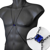 Body Chain Masculino De Pedra Safira Azul