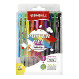 Roller Tinta Gel Power Gel Estuche X 10 Colores  Simball