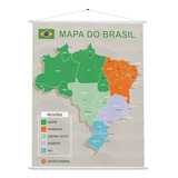 Banner Em Lona Mapa Brasil Estados Regiões Capitais 120x90cm