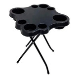 Mesa Petisqueira Porta Copos Bar Piscina Churrasco 45x45cm Cor Preto