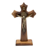 Crucifixo São Bento Madeira Moldado De Mesa E Parede