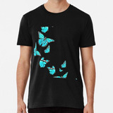 Remera Plantilla De Mariposa Celeste  Algodon Premium