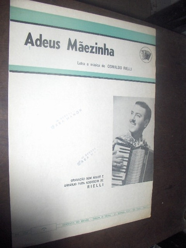 Partitura Para Acordeon Adeus Mãezinha Rielli