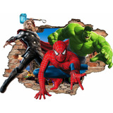 Adesivo Parede Heróis Vingadores Marvel Buraco 3d Infantil 